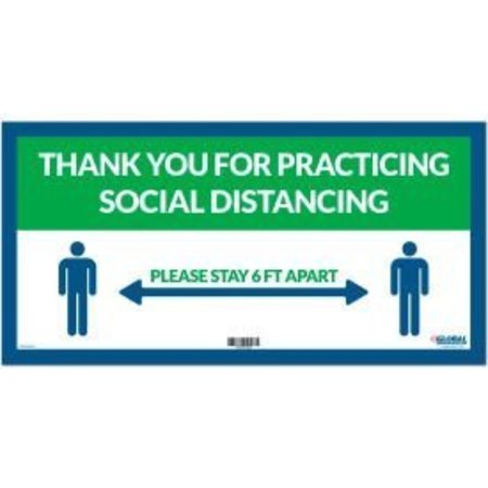 THE MAGNET GROUP GEC&#8482; Green Thank you for Social Distancing Sign, 24"W x 12"H, Adhesive Vinyl CP005803